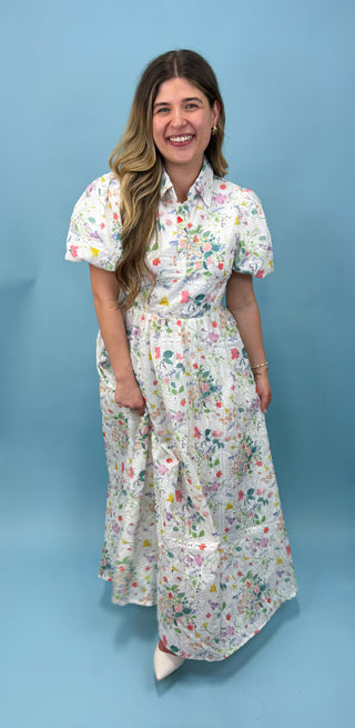 Cancun Cutie Eyelet Lace Floral Maxi Dress