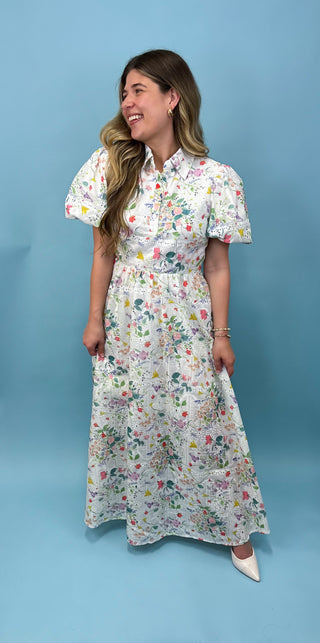 Cancun Cutie Eyelet Lace Floral Maxi Dress