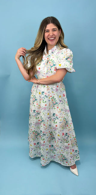 Cancun Cutie Eyelet Lace Floral Maxi Dress