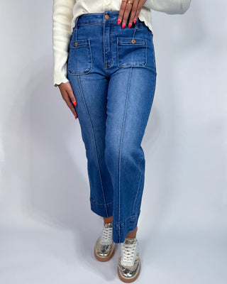 The Maria HR Front Pintuck Patch Pocket Jeans