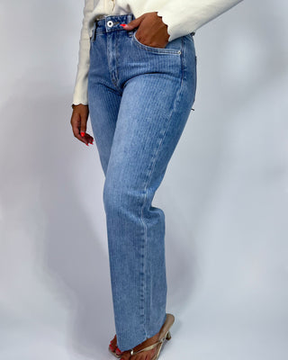 The Delilah MR Stripe Light Wash Jeans