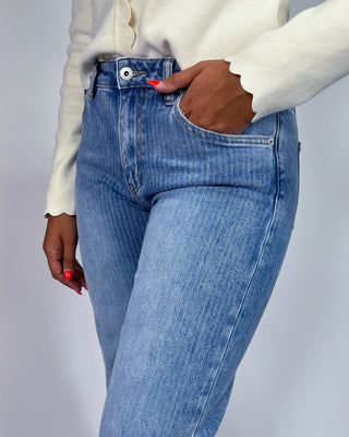 The Delilah MR Stripe Light Wash Jeans