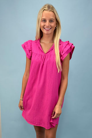 Patio Party Flutter Sleeve Mini Dress