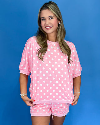 Cotton Candy Cutie Polka Dot Lounge Shorts Set