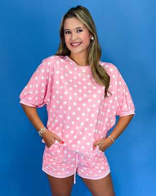 Cotton Candy Cutie Polka Dot Lounge Shorts Set