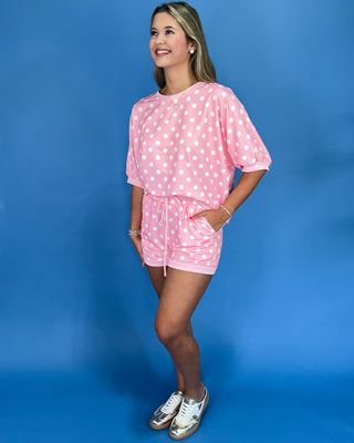 Cotton Candy Cutie Polka Dot Lounge Shorts Set