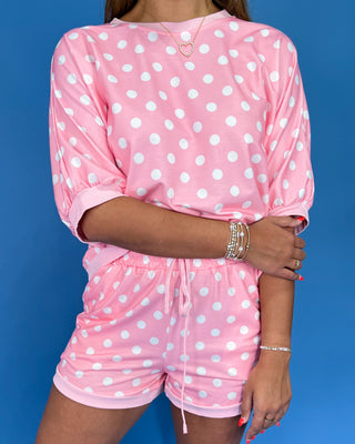 Cotton Candy Cutie Polka Dot Lounge Shorts Set