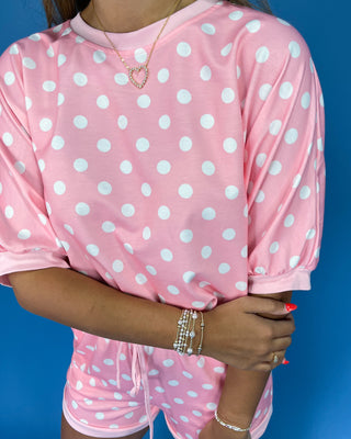 Cotton Candy Cutie Polka Dot Lounge Shorts Set