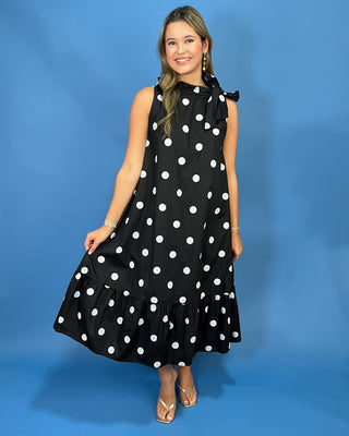 Evening Soirée Polka Dot Neck tie Midi Dress
