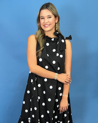 Evening Soirée Polka Dot Neck tie Midi Dress