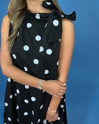 Evening Soirée Polka Dot Neck tie Midi Dress