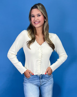 Kensington Pearls Scalloped Trim Sweater