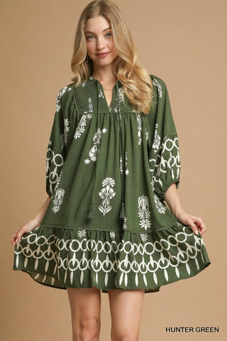PLUS Green Goddess Smocked Dress