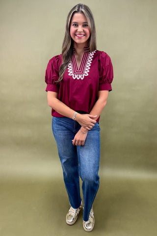 Jeweled Romance Puff Sleeve Top