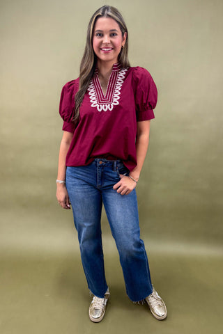 Jeweled Romance Puff Sleeve Top
