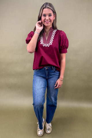 Jeweled Romance Puff Sleeve Top