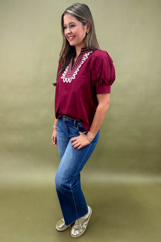 Jeweled Romance Puff Sleeve Top