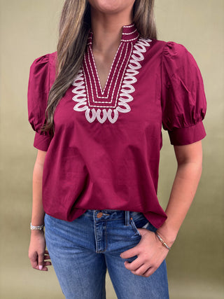 Jeweled Romance Puff Sleeve Top