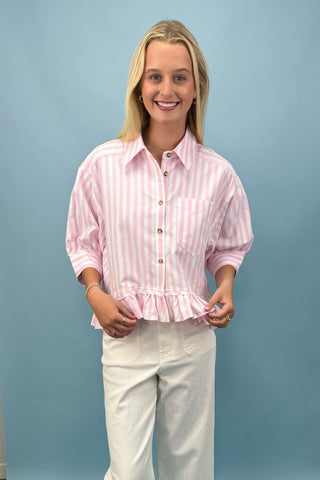 Preppy Charm Button Up Top