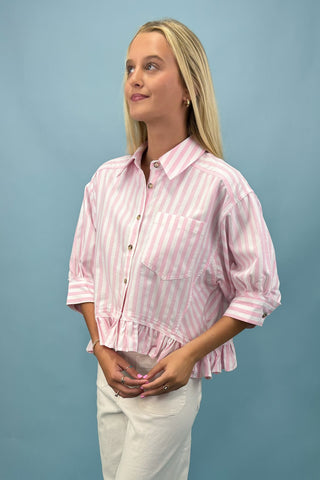 Preppy Charm Button Up Top