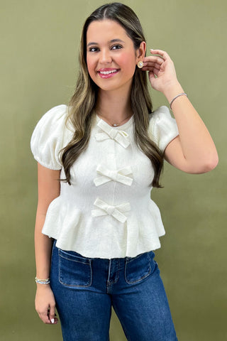 Ivory Grace Bow Cardigan