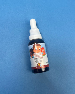 Punkin Butt Natural Teething Oil available in 1 oz and 2 oz dropper bottles for babies, featuring a naturally derived formula designed to help soothe teething discomfort.