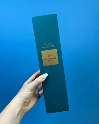 Glasshouse Fragrances 250mL reed diffuser collection featuring luxury home fragrance diffusers in Lost in Amalfi, Sunsets in Capri, Midnight in Milan, Kyoto in Bloom, Velvet Rhapsody, and Rendezvous scents with colorful signature packaging.