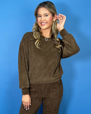 Mocha Mood Lounge Corduroy Pant Set