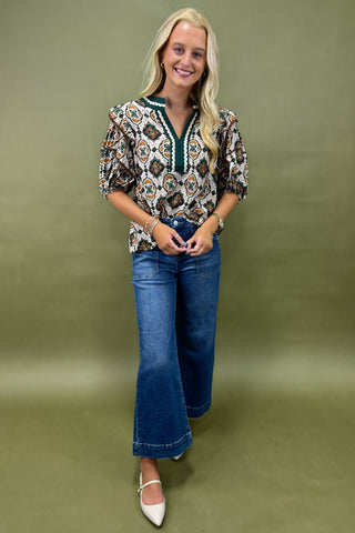 Mosaic Muse Puff Sleeve Top