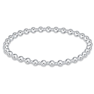 Silver beaded bracelet on a white background