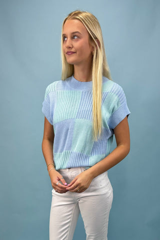 Chill Mode Checkered Sweater Top