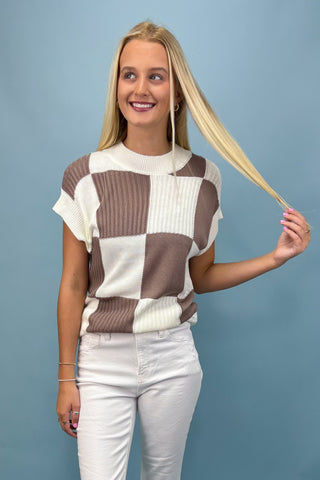Chill Mode Checkered Sweater Top
