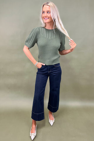 Mossy Meadows Knit Sweater Top