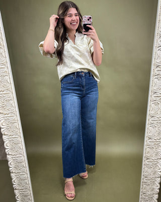 Champagne Blooms Puff Sleeve Top