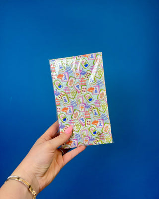 Colorful Mahjong Guest Napkins featuring watercolor Mahjong tiles, pagodas, fans, and floral artwork for game night entertaining and party décor.