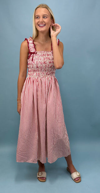 Coastal Cruise Striped Midi Dress