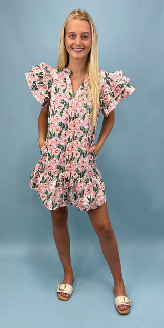 Blushing Blossoms Floral Mini Dress