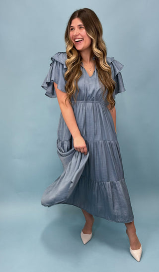 Upscale Night Blue Midi Dress