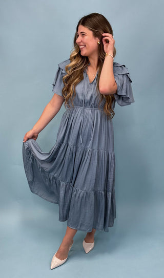 Upscale Night Blue Midi Dress