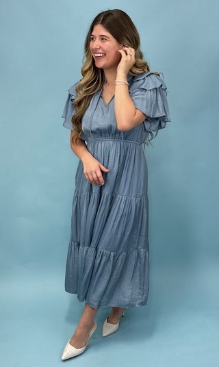Upscale Night Blue Midi Dress