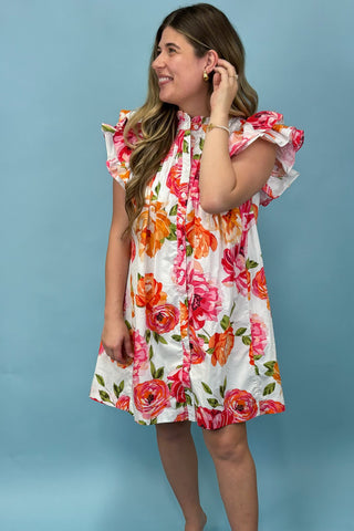 Magnolia Garden Floral Mini Dress