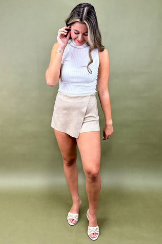 Downtown Darling Faux Suede Skort