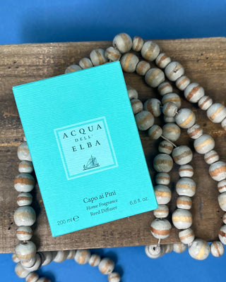 Acqua dell'Elba 6.8 oz reed diffuser made in Italy, available in multiple scents including Capo ai Pini, Mare, and Giardino degli Aranci for luxurious home fragrance.