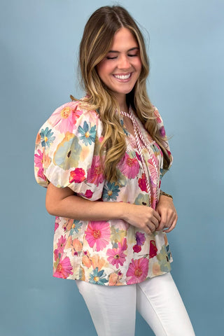 Boardwalk Stroll Berry Floral Top