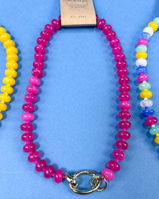 Colorful plastic beaded necklace with a gold-tone toggle clasp available in multiple colors for women.