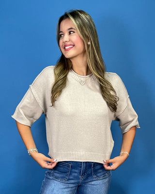 Soft Taupe Everyday Knit Top