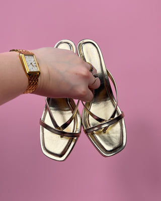 The Jordyn Gold Strappy Heel