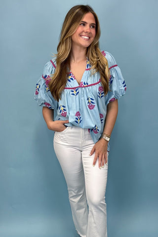 Seaside Breeze Embroidered Top