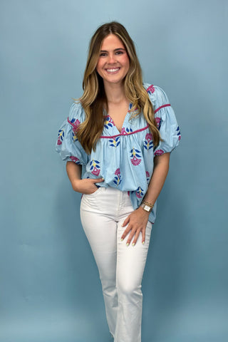 Seaside Breeze Embroidered Top