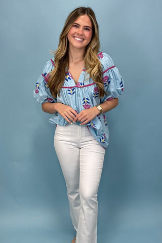 Seaside Breeze Embroidered Top